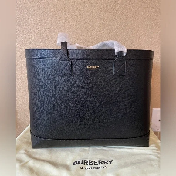 Burberry Black Leather Tote Bag Brand New - Picture 2 of 9